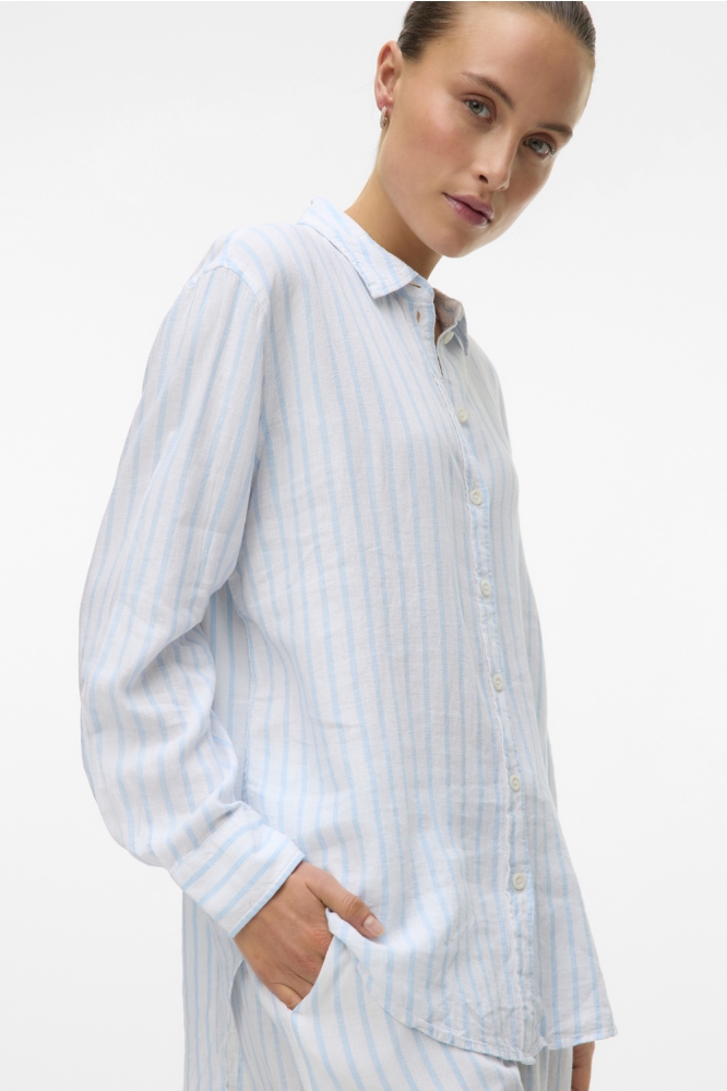 VMLINN LS SHIRT WVN NOOS 10305085 SNOW WHITE/AIRY BLUE